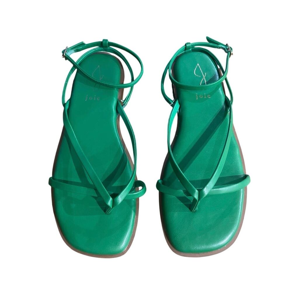 Joie Vida Kelly Green Strappy Flat Sandals SZ 8 Ankle Strap Faux Leather NEW
